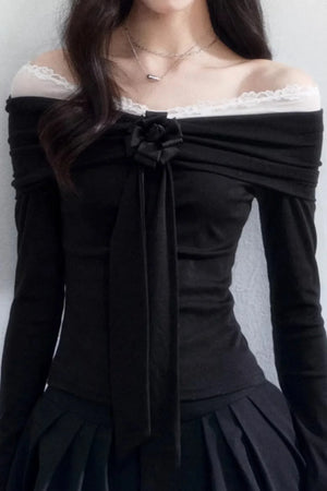 Nocturne Lace Off-Shoulder Top