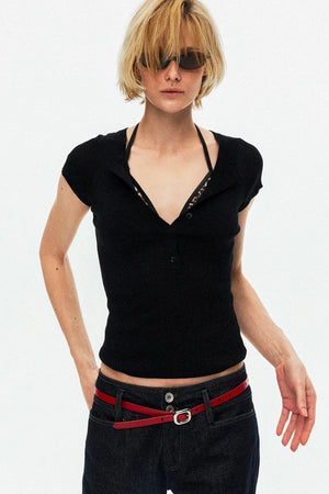 Nude V-Neck Knitted Sweater