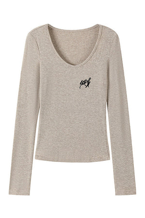 Oatmeal Mid-Sleeve Knit Sweater Set-Up