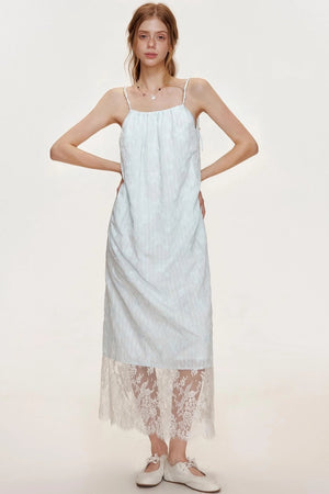 Ocean Blue Lace A-Line Dress