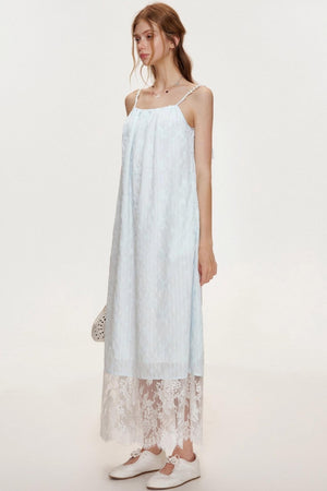 Ocean Blue Lace A-Line Dress