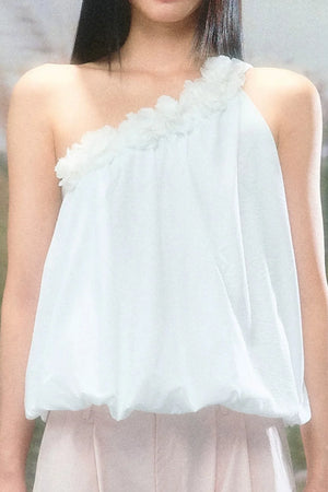 Off-Shoulder Floral Halter Top