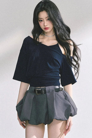 Off-Shoulder Halter Neck Rayon Top