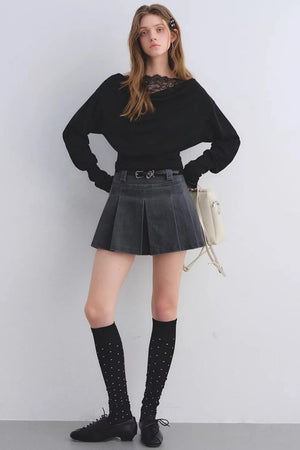 Off-Shoulder Lace Patchwork Top