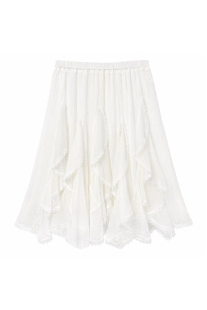 Off-Shoulder Lace-Up Sweater And Ruffled Skirt Set-Up