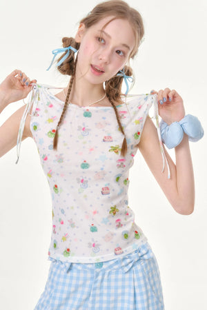 Off-Shoulder Polka Dot Vest