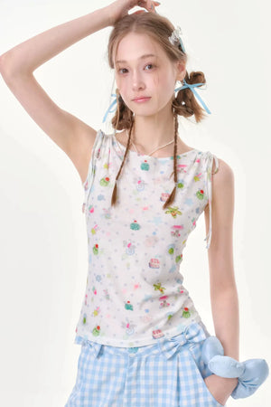 Off-Shoulder Polka Dot Vest