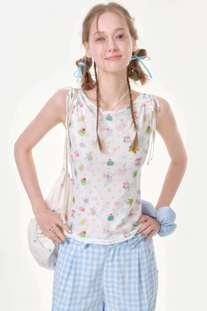 Off-Shoulder Polka Dot Vest