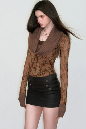 Off-Shoulder Rose Knit Top