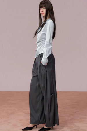 Off-Shoulder Ruched Belt Shirt