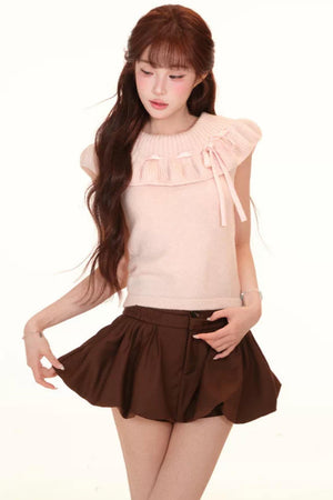 Off-Shoulder Ruffle Knit Top Set-Up