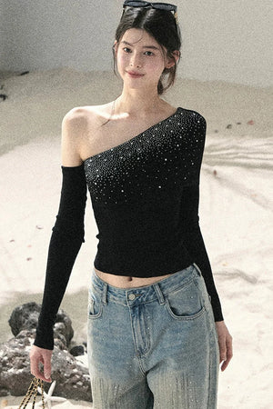 Off-Shoulder Sequin Top