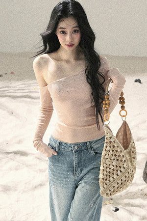 Off-Shoulder Sequin Top