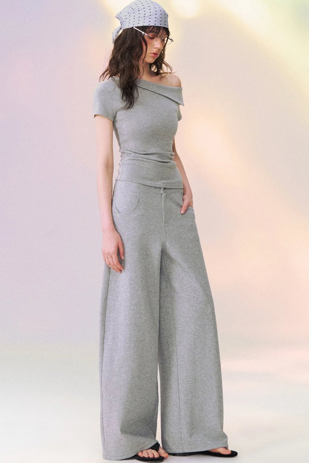Off-Shoulder Short-Sleeve Top and Pants Set-Up