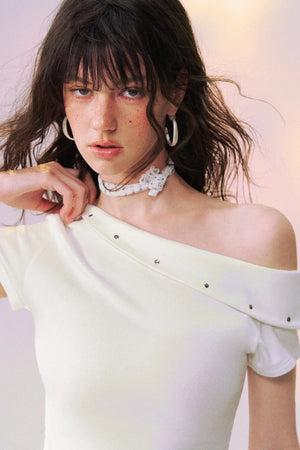 Off-Shoulder Short-Sleeve Top and Pants Set-Up