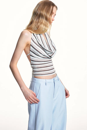 Off-Shoulder Striped Knit Top