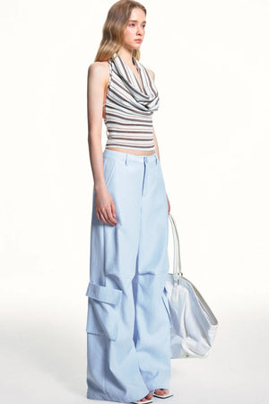Off-Shoulder Striped Knit Top