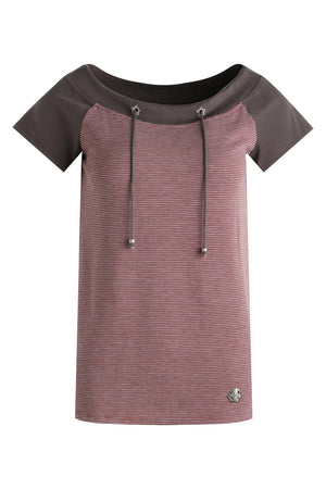 Off-Shoulder Striped Raglan T-Shirt