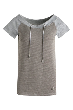 Off-Shoulder Striped Raglan T-Shirt
