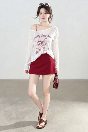 Off-Shoulder Sun Protection Top and Skirt Set