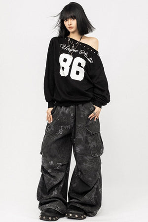 Off-the-Shoulder Long Sleeve T-Shirt