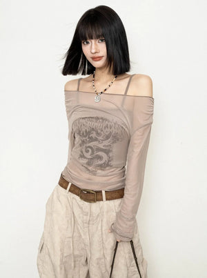 Off-the-Shoulder Long-Sleeved Top