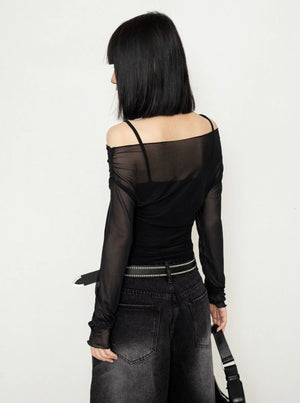 Off-the-Shoulder Long-Sleeved Top