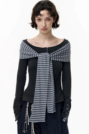 Off-the-Shoulder Striped Tops
