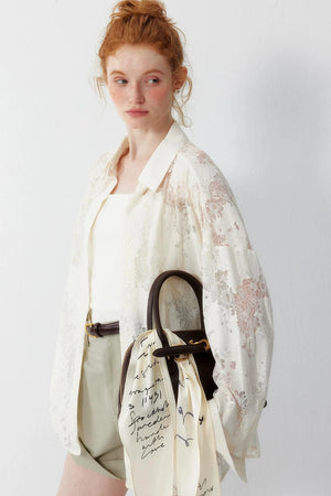 Off-White Lace Floral Blouse
