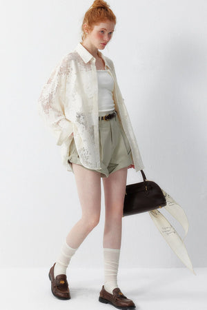 Off-White Lace Floral Blouse