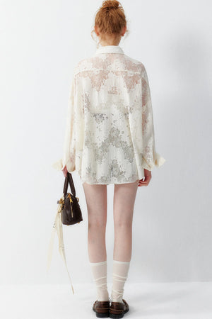 Off-White Lace Floral Blouse
