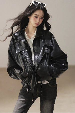 Oil Wax PU Leather Jacket