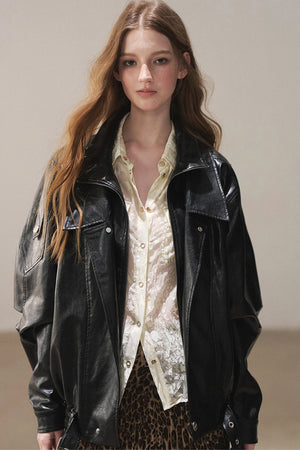 Oil Wax PU Leather Jacket