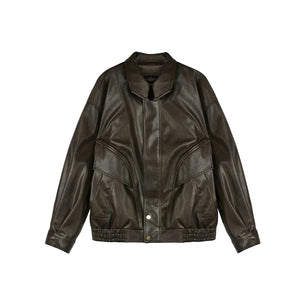 Oil Waxed Leather Jacket & Dress Set-Up