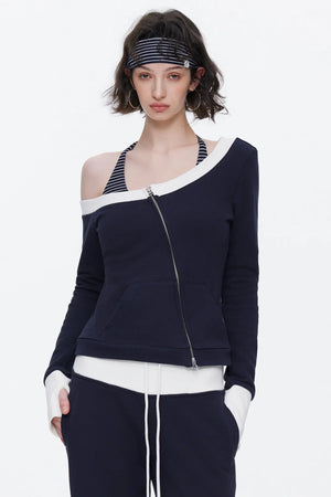 One-Shoulder Color-Blocked Top Set-Up