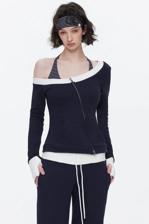 One-Shoulder Color-Blocked Top Set-Up