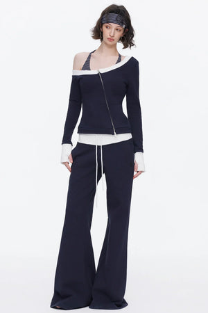 One-Shoulder Color-Blocked Top Set-Up