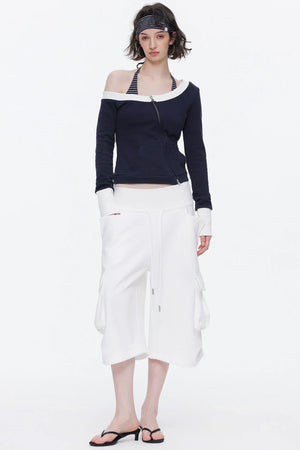 One-Shoulder Color-Blocked Top Set-Up