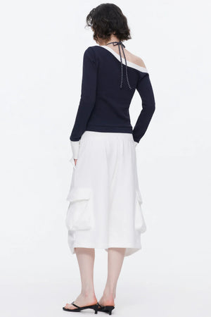 One-Shoulder Color-Blocked Top Set-Up