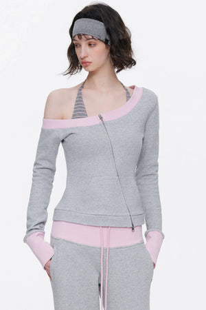 One-Shoulder Color-Blocked Top Set-Up