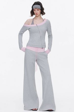 One-Shoulder Color-Blocked Top Set-Up