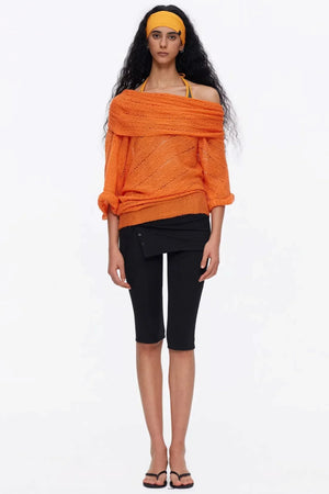 One-Shoulder Hollow Knit Sweater
