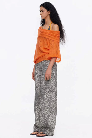 One-Shoulder Hollow Knit Sweater