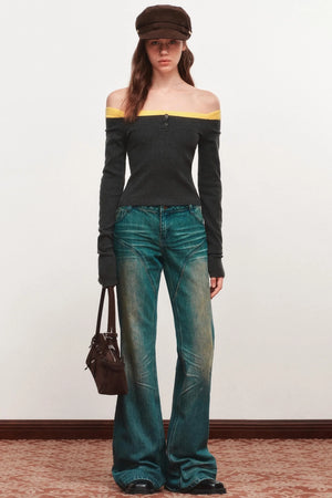 One-shoulder Knit Top