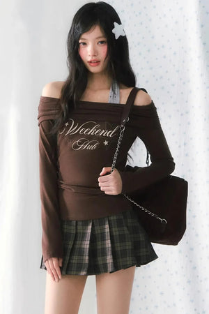One-Shoulder Letter Top