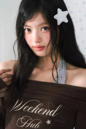 One-Shoulder Letter Top