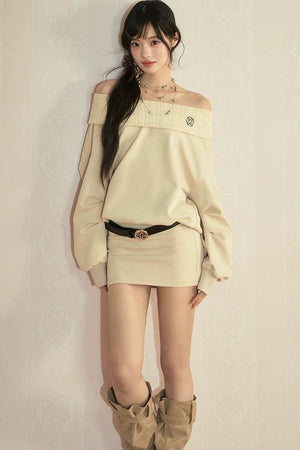 One-Shoulder Long Sleeve Knit Dress