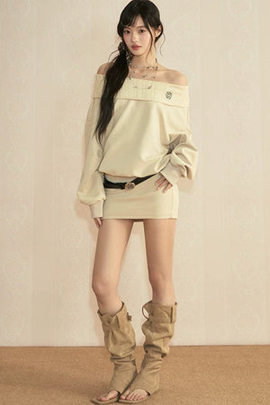 One-Shoulder Long Sleeve Knit Dress