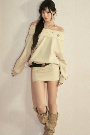 One-Shoulder Long Sleeve Knit Dress