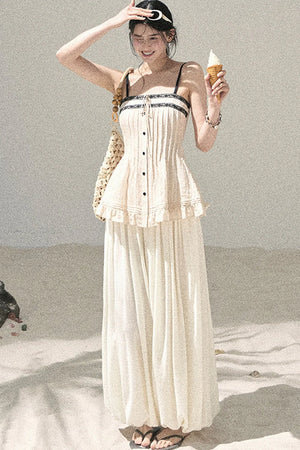 One-Shoulder Ruched Lace Camisole
